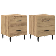 Set di 2 Comodini | Armadio da Notte | Mobiletto da notte Rovere artigianale 40 x 35 x 47,5 cm