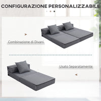Poltrona Letto Singolo da Terra Pieghevole 70x70x61 cm con Cuscino Incluso Grigio