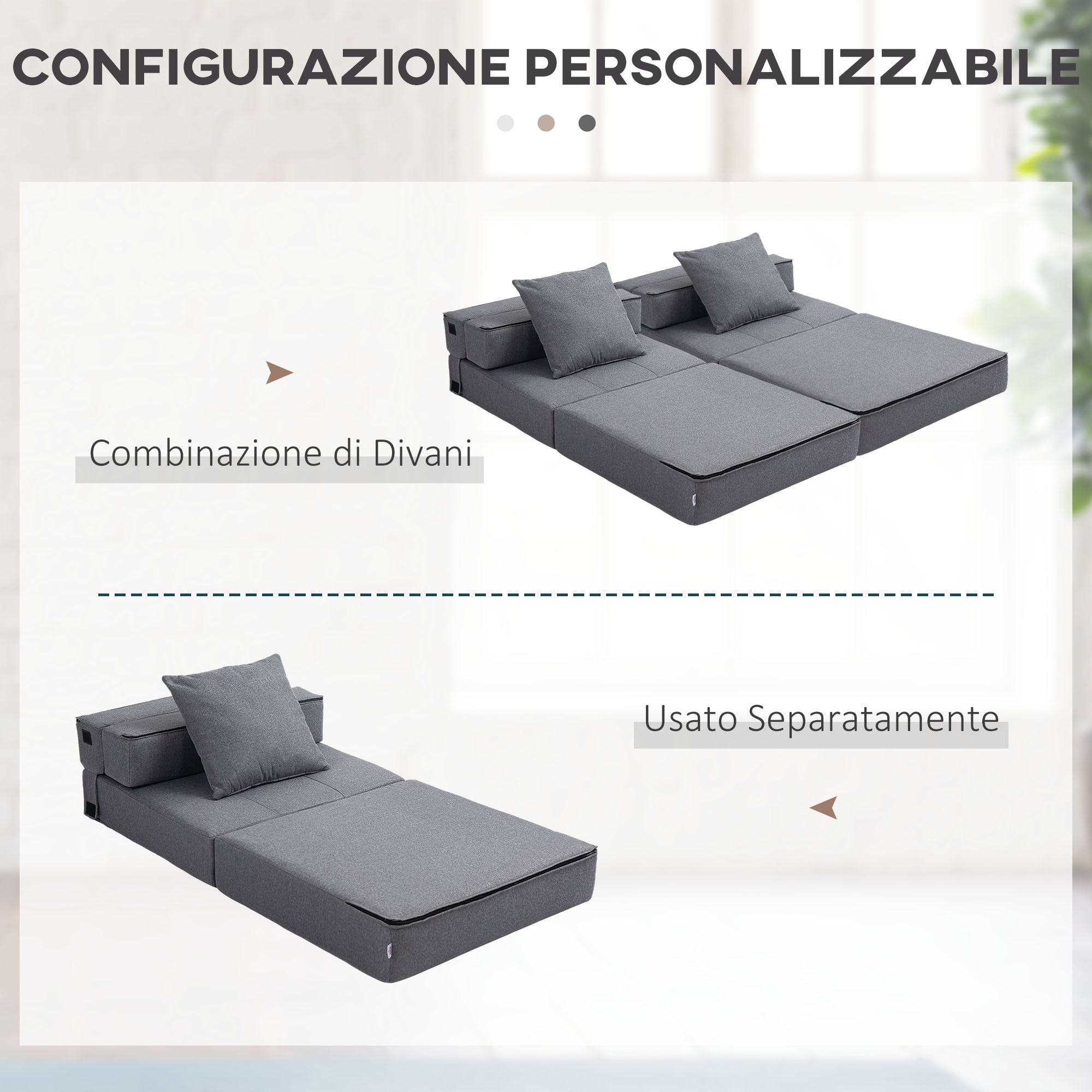 Poltrona Letto Singolo da Terra Pieghevole 70x70x61 cm con Cuscino Incluso Grigio