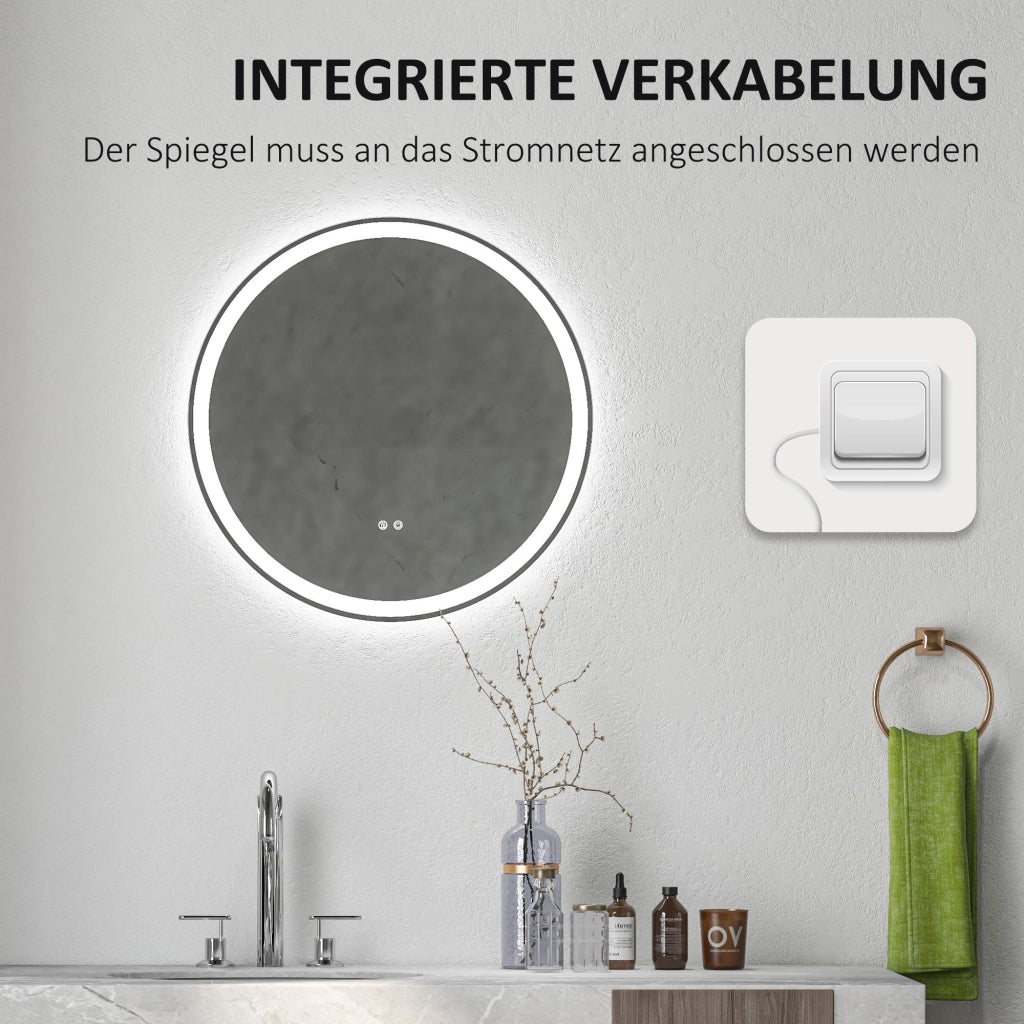 Specchio Bagno LED Tondo Antiappannante ¨C Zephmum ¨C Grigio 60x60 cm