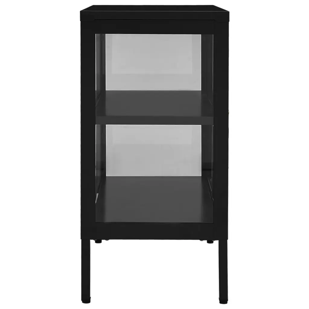 Credenza Nera 70x35x70 cm in Acciaio e Vetro 336064