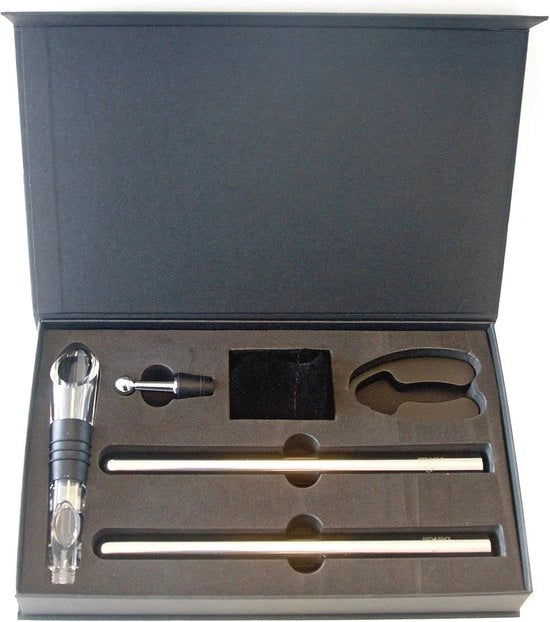 Set di raffreddamento del vino elegante con ventilatore e caraffa a goccia zero, inclusa borsa e capsule snipper