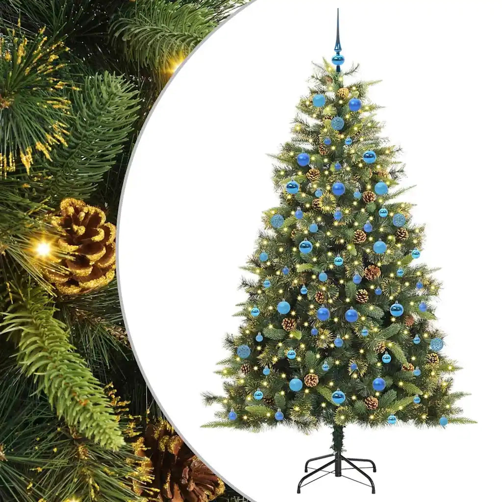 Albero di Natale artificiale pieghevole con coni Verde 210 cm 3395105