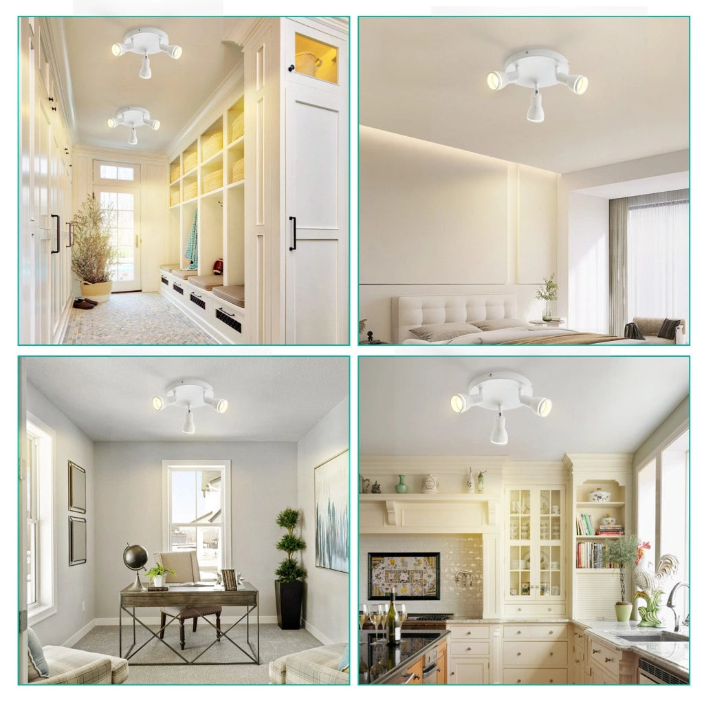 ZMH Faretto da soffitto bianchi 3 luci GU10 metallo orientabili moderni per camera letto sala pranzo senza lampadina