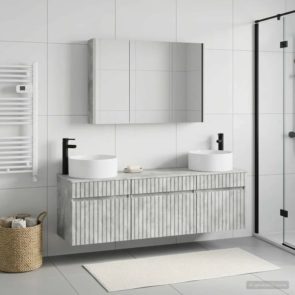 Set di Armadi da Bagno 4 pcs Grigio Cemento 3406666