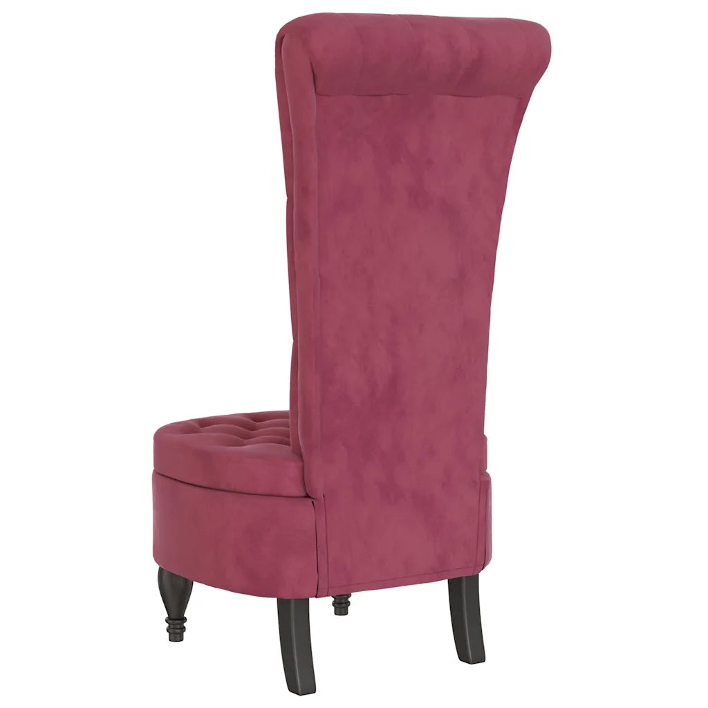 Sedia Schienale Alto Design Bottoni Velluto Rosso Vino Chiaro