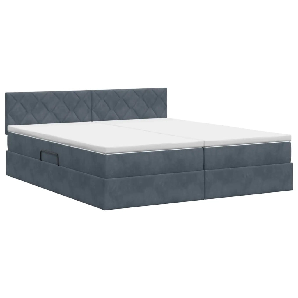 Letto con Contenitore con testiera 2 pz Grigio Scuro 3458962