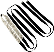 Benda di cintura per sposi in seta bianca a mano con strass e diamanti - Accessorio elegante per ospiti di matrimonio - Cintura di metallo leggera con regolazione di misura