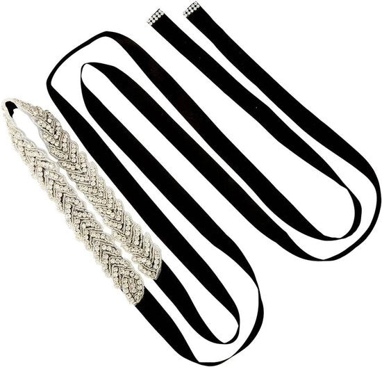 Benda di cintura per sposi in seta bianca a mano con strass e diamanti - Accessorio elegante per ospiti di matrimonio - Cintura di metallo leggera con regolazione di misura