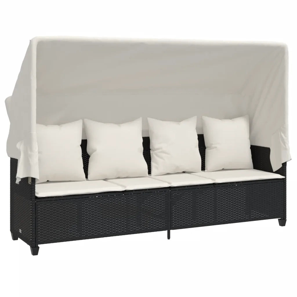 Set Divani da Giardino 5 pz con Cuscini in Polyrattan Nero 3261563