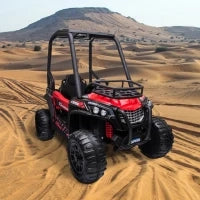 Macchina Elettrica per Bambini 12V, Velocità 3-6km/h, Quad Elettrico Mini con Doppio Motori, USB, Lettore MP3 e Telecomando, 118x76x104cm, Rosso e Nero