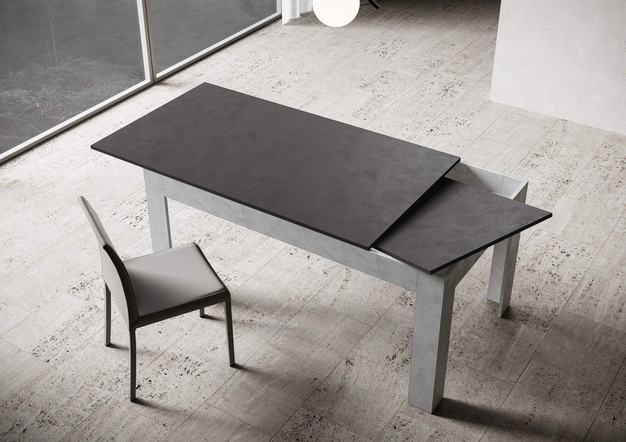 Tavolo Allungabile 120-180x90x77 cm Bibi Mix Antracite Spatolato