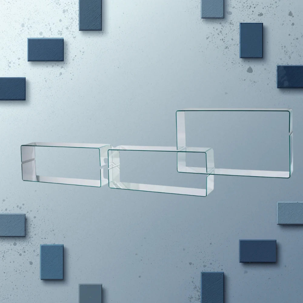 Mensole da parete in vetro Glassline set da 6 componibili | Duzzle