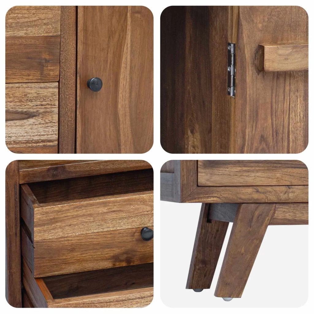 Credenza Naturale 100 x 30 x 68 cm Legno di teak solido 42017956