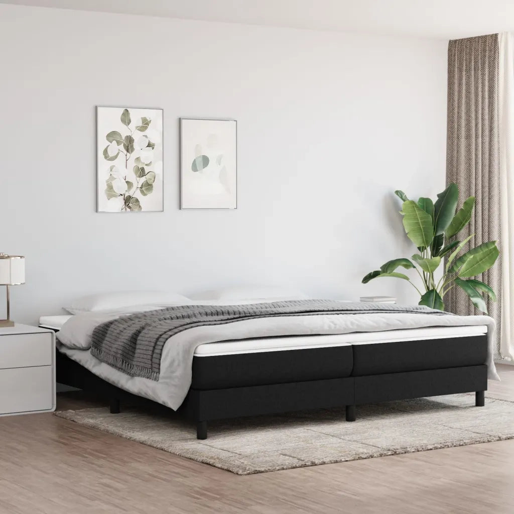 Struttura Letto a Rete a Molle-Giroletto Nero 200x200 cm in Tessuto 650414