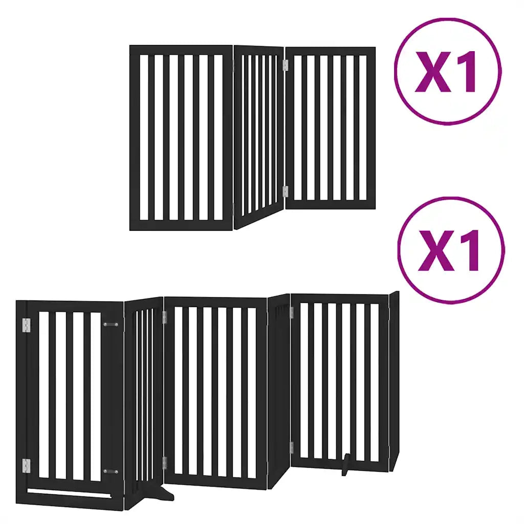 Cancello per Cani Porta Pieghevole Nero 9 Pannelli 450cm Pioppo CFW9622398