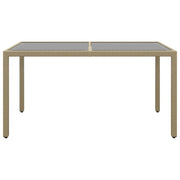 Tavolo Giardino 150x90x75cm Vetro Temperato Polyrattan Beige 310576