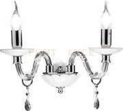 APPLIQUE LIVIA 2 LUCI BIANCO- TRASPARENTE E CROMO ATTACCO E14 L.35CM