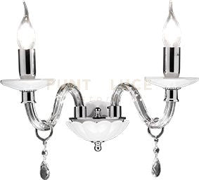 APPLIQUE LIVIA 2 LUCI BIANCO- TRASPARENTE E CROMO ATTACCO E14 L.35CM