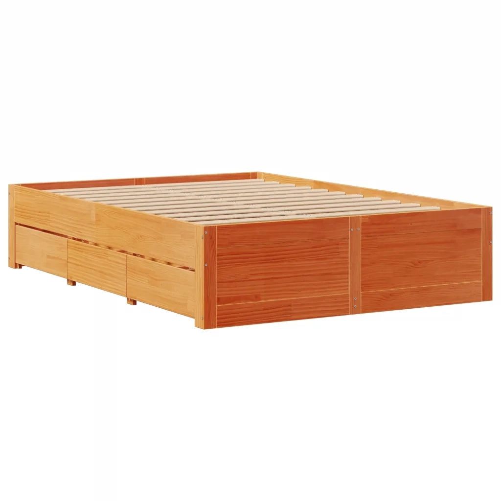 Giroletto senza Materasso con Cassetti Marrone Cera 140x190 cm