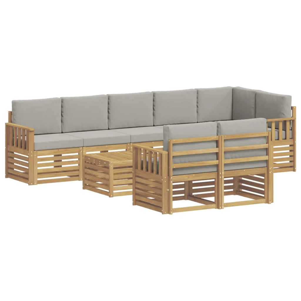 Set di divani da esterno 8 pcs Bianco e Grigio Chiaro
