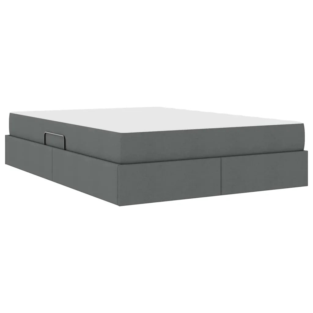 Letto con contenitore e materasso Grigio scuro 140 x 200 cm