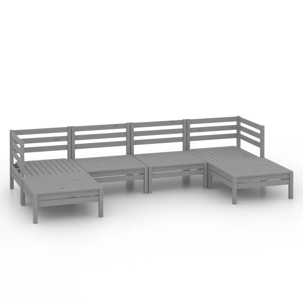 Set Divani da Giardino 6 pz Grigio in Legno Massello di Pino cod mxl 36779