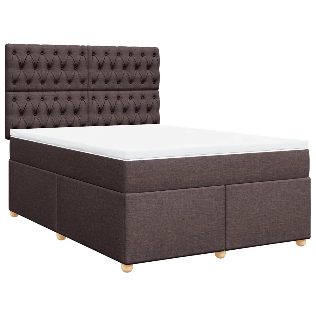 Giroletto a Molle con Materasso Marrone Scuro 140x190cm Tessuto