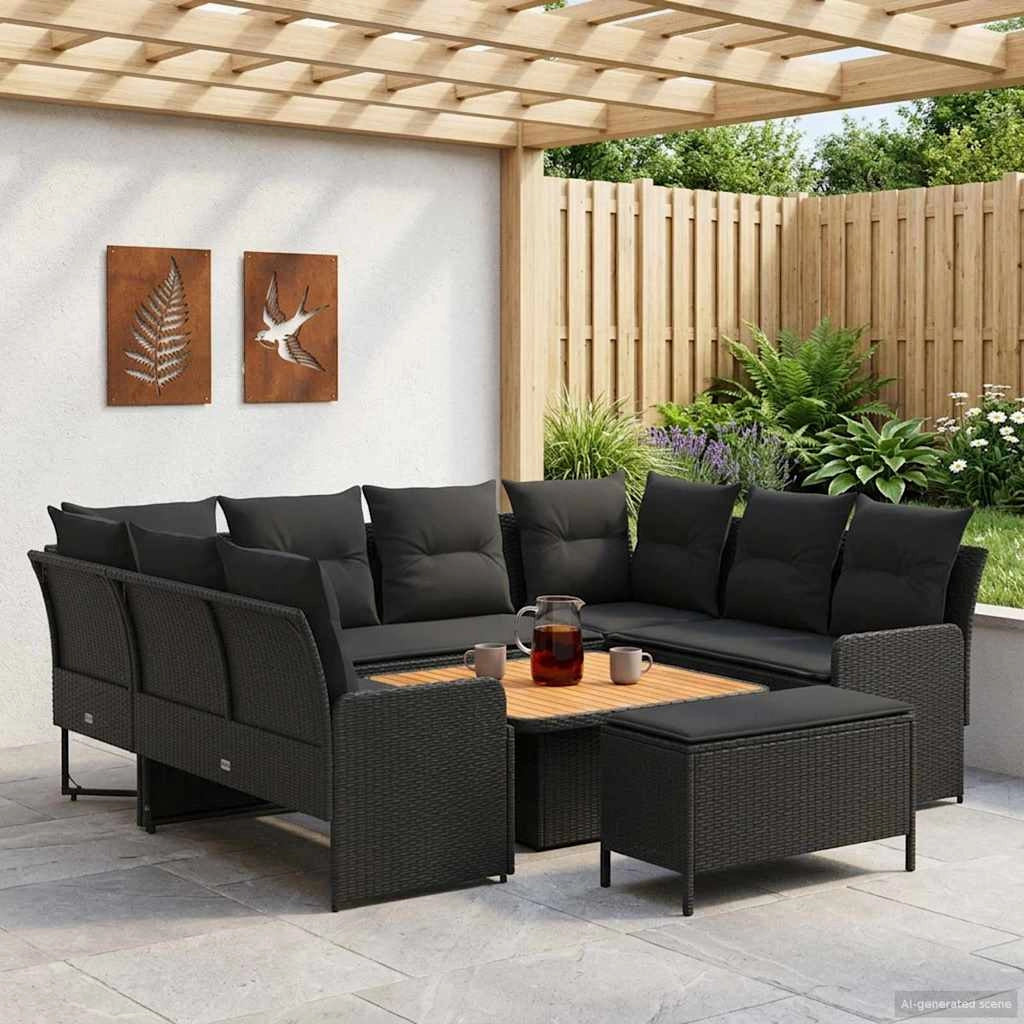 Set di Mobili 7 pz Nero Rattan in PE 3422188