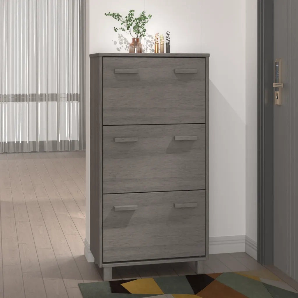 Scarpiera | Mobile per scarpe HAMAR Grigio Chiaro 59,5x35x117 cm in Legno di Pino