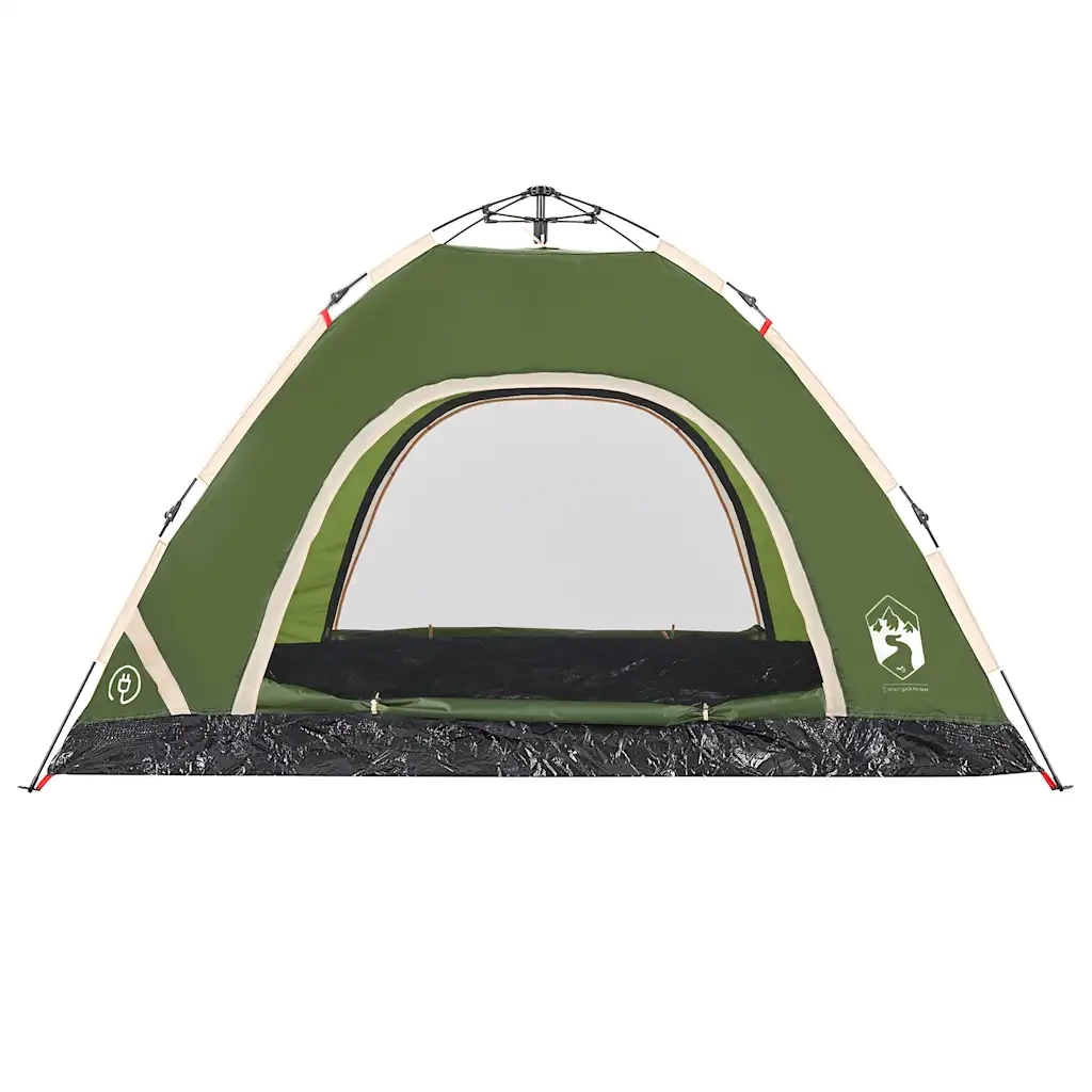 Tenda da Campeggio 4 Persone Verde a Rilascio Rapido