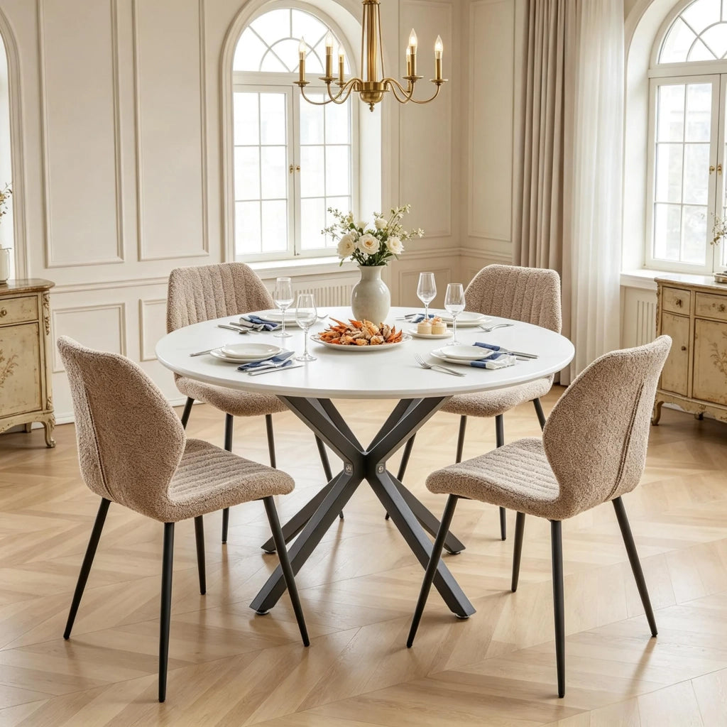 Set 4 Sedie Imbottite Eleganti e Comode, Delicate sulla Pelle, per Trucco, Cucina e Ufficio