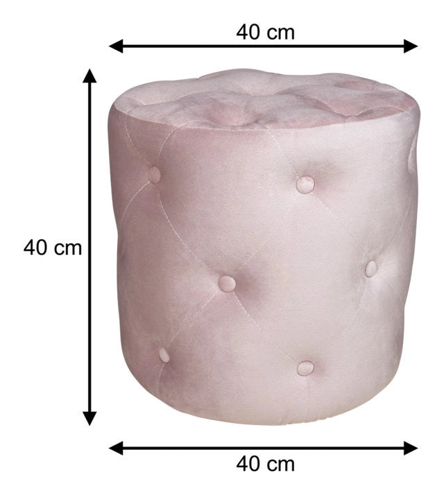 Pouf in velluto capitonné rosa, poggiapiedi - Honey - PO19HO