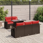 Set Divano da Giardino 6pz con Cuscini Marrone Polyrattan Acacia 3326415