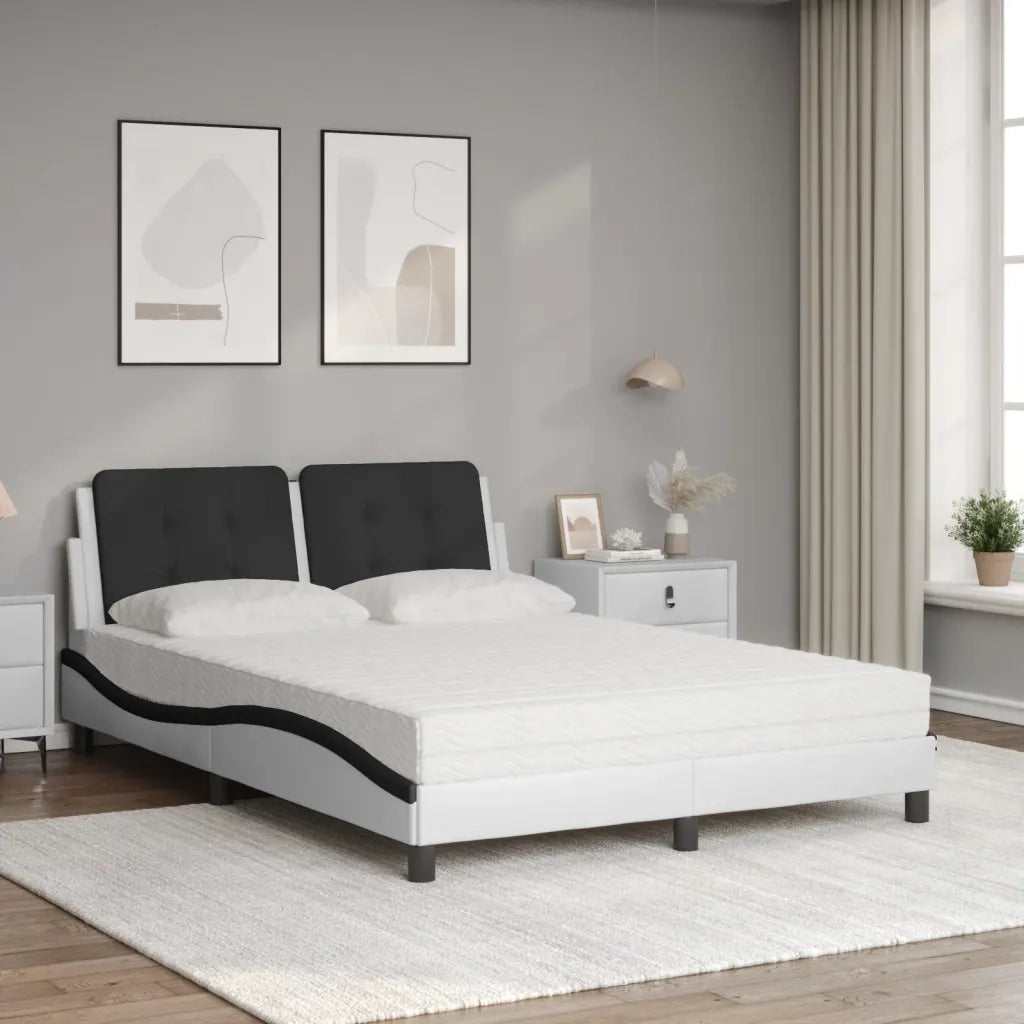 Letto con Materasso Zadar Bianco e Nero 140x200 cm in Similpelle 3208872
