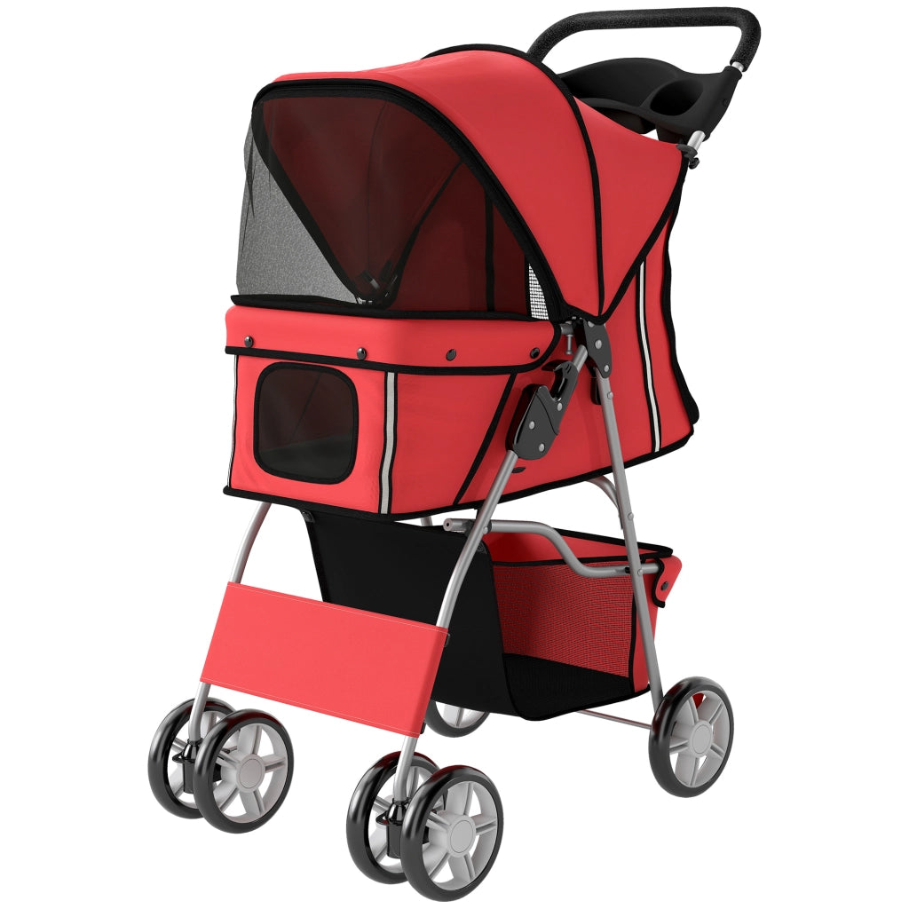 Carrello Pieghevole per Animali Domestici ¨C zephmum ¨C Rosso 75x45x97 cm