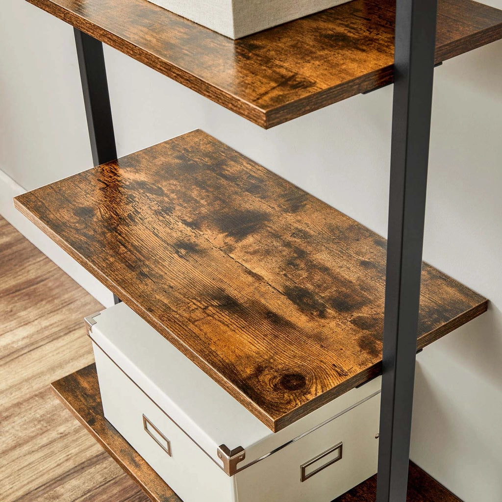 Libreria a 6 ripiani mobiletto portaoggetti per libri e decorazioni in soggiorno ufficio camera da letto 60 x 30 x 2048 cm stile industriale marrone 12_0005737