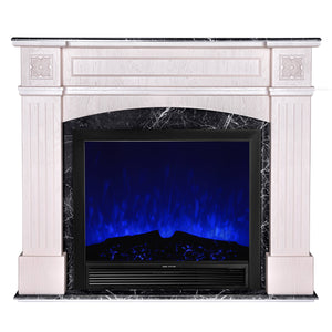 Camino Elettrico da Pavimento 136,5x157x32 cm Effetto Fiamma 1500W Josefina maxi & Maximus Ivory/dark gray