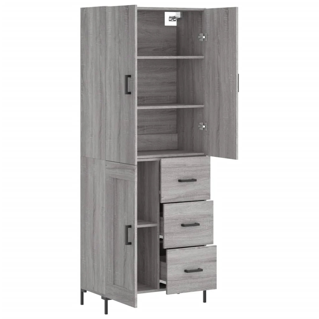Buffet credenza cassettiera armadio mobile contenitore organizer cucina soggiorno salotto rovere Sonoma alto 69,5 x 34 x 180 cm legno ingegnerizzato grigio 02_0035574