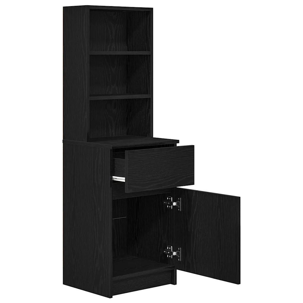 Comodino Nero 39x35x125 cm in Legno Multistrato
