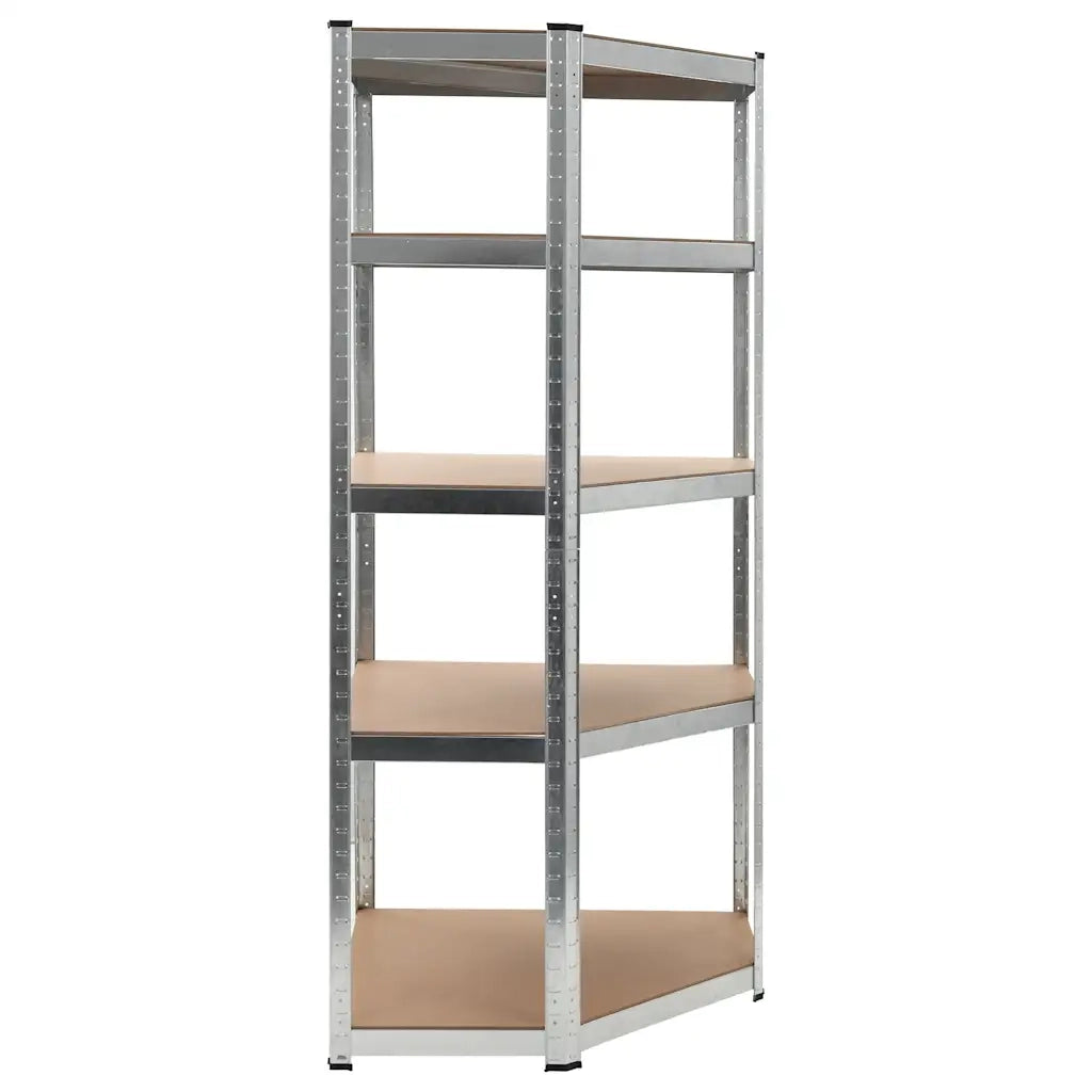 Scaffale Angolare 5 Ripiani Argento Acciaio e Legno Multistrato CFW7473576