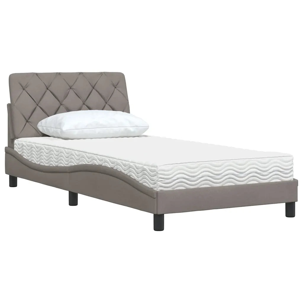 Letto con Materasso Tortora 100x200 cm in Tessuto 3310724