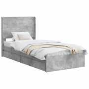 Letto singolo | Letto per adulti | Struttura del letto con stoccaggio e testata Grigio Cemento