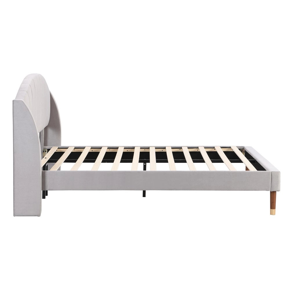 Letto imbottito 140x200 con rete a doghe e testiera ¨C Minimal ¨C grigio velluto