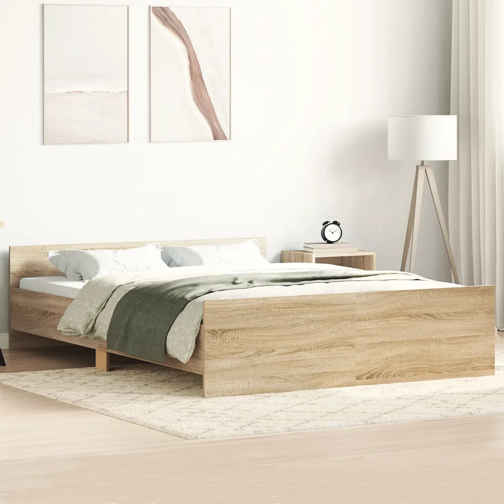 Giroletto con Testiera e Pediera-Struttura Letto Rovere Sonoma 120x190 cm