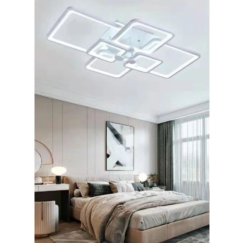 Trade Shop - Lampadario Plafoniera Con Quadrati Lampada Da Soffitto Led Design Moderno C26-b - -bianco Freddo      -