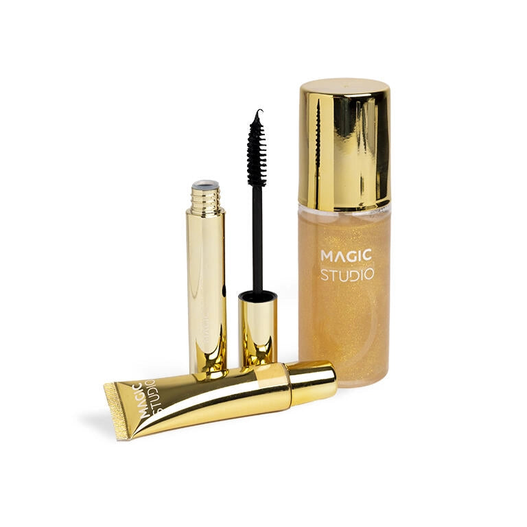 Magic Studio set Diamond Glow Essentials Gift con mascara, illuminante liquido e shimmer mist
