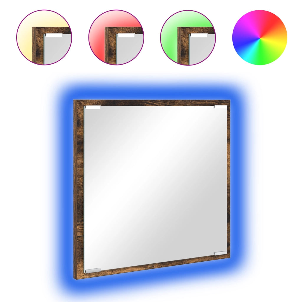 Specchio da Bagno a LED Rovere Affumicato 40x8.5x37 cm Legno Composito