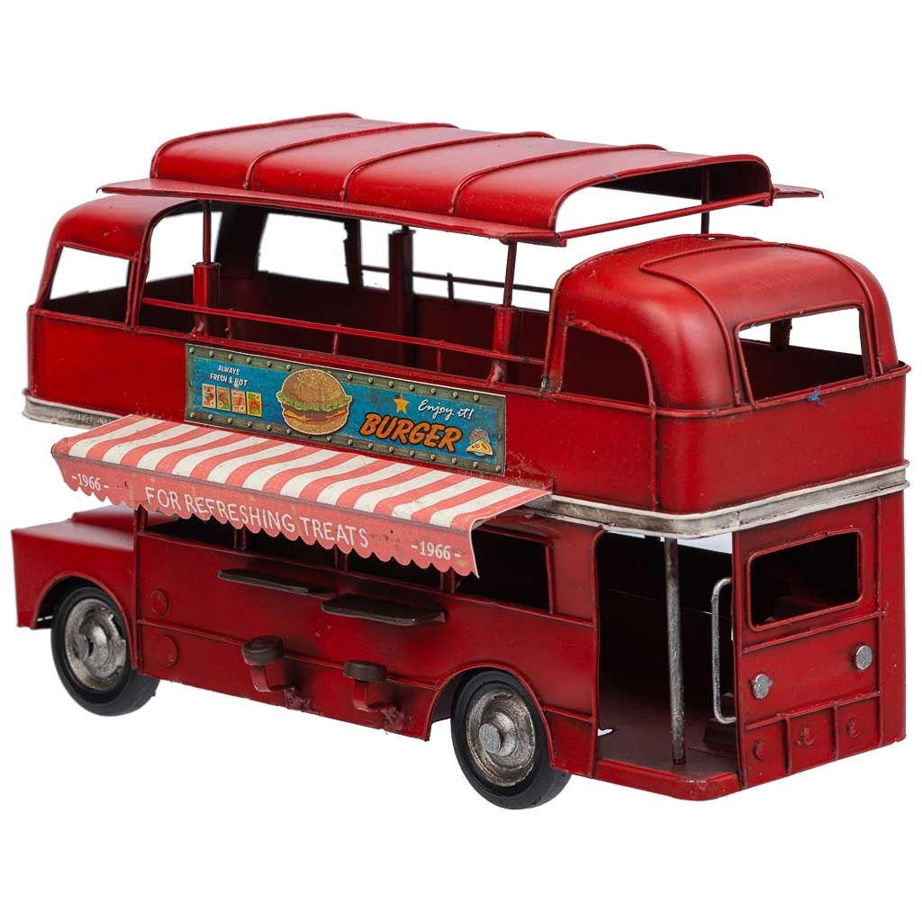 Autobus doppio in metallo rosso 28x14x18,5h cm
