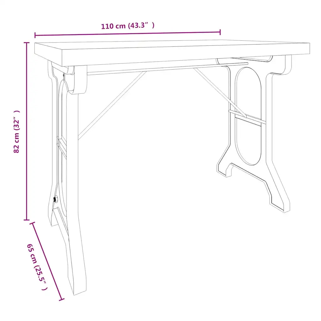 Tavolo da Pranzo 110x65x82cm in Legno Massello di Abete e Ferro 340769